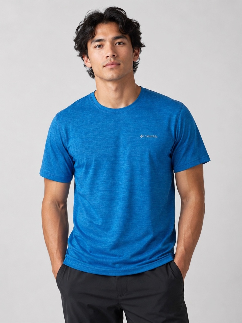 Columbia Men Blue Technical Performance T-Shirt LARGE Hiking Running Outdoor